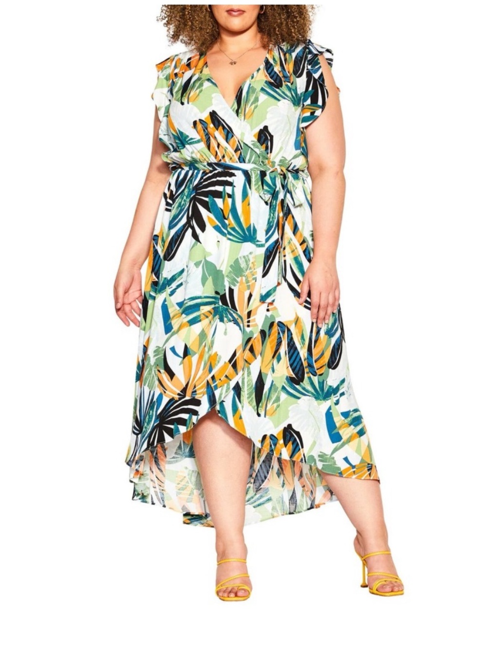 City Chic Cassie Tropical Print Maxi Dress  Size 16 (City Chic Size Small)